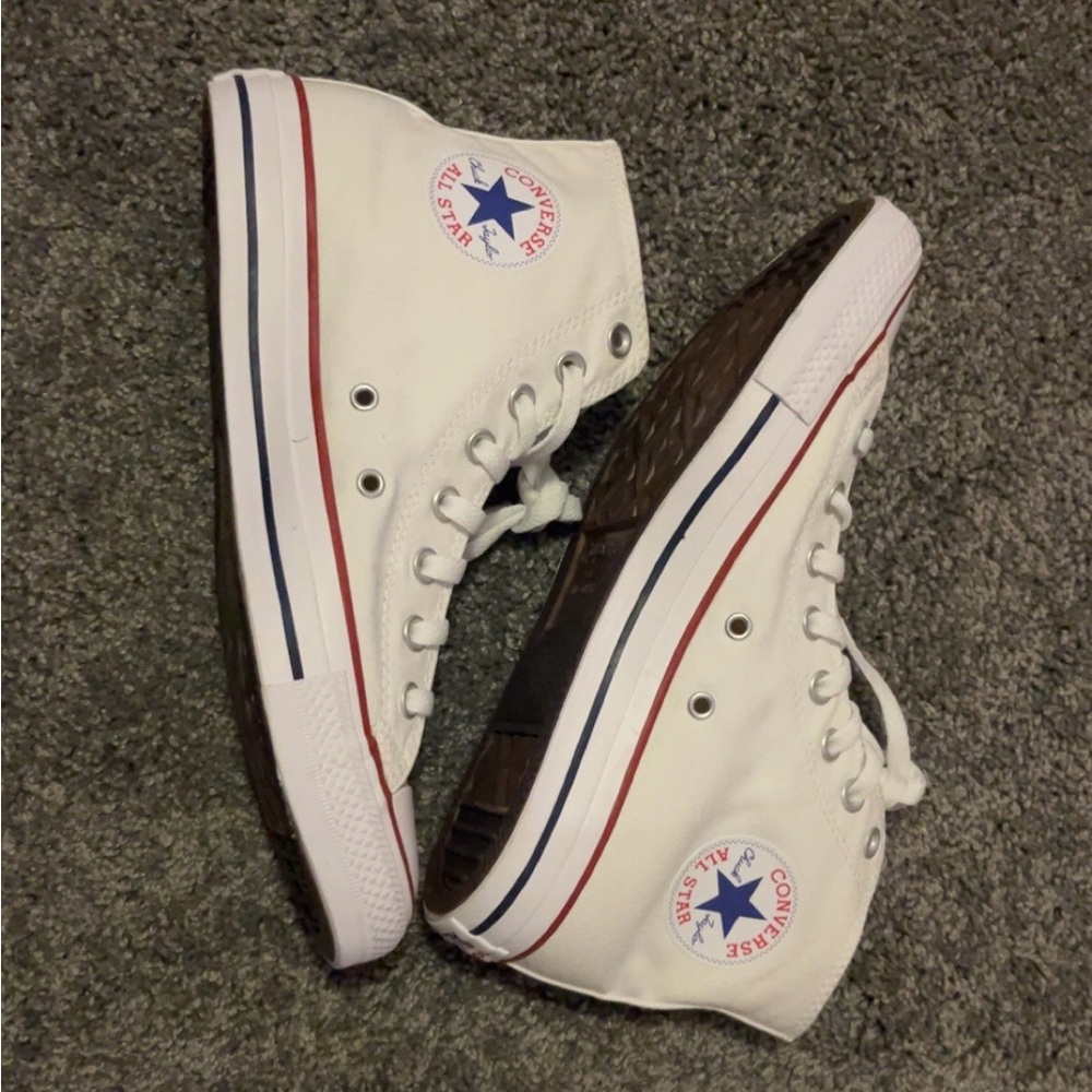 Converse All Star White High-Tops with Red and Blue Details